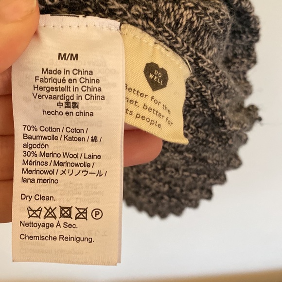 Madewell Cross Back Gray Wool Cotton Blend Turtleneck Sweater - Picture 3 of 4